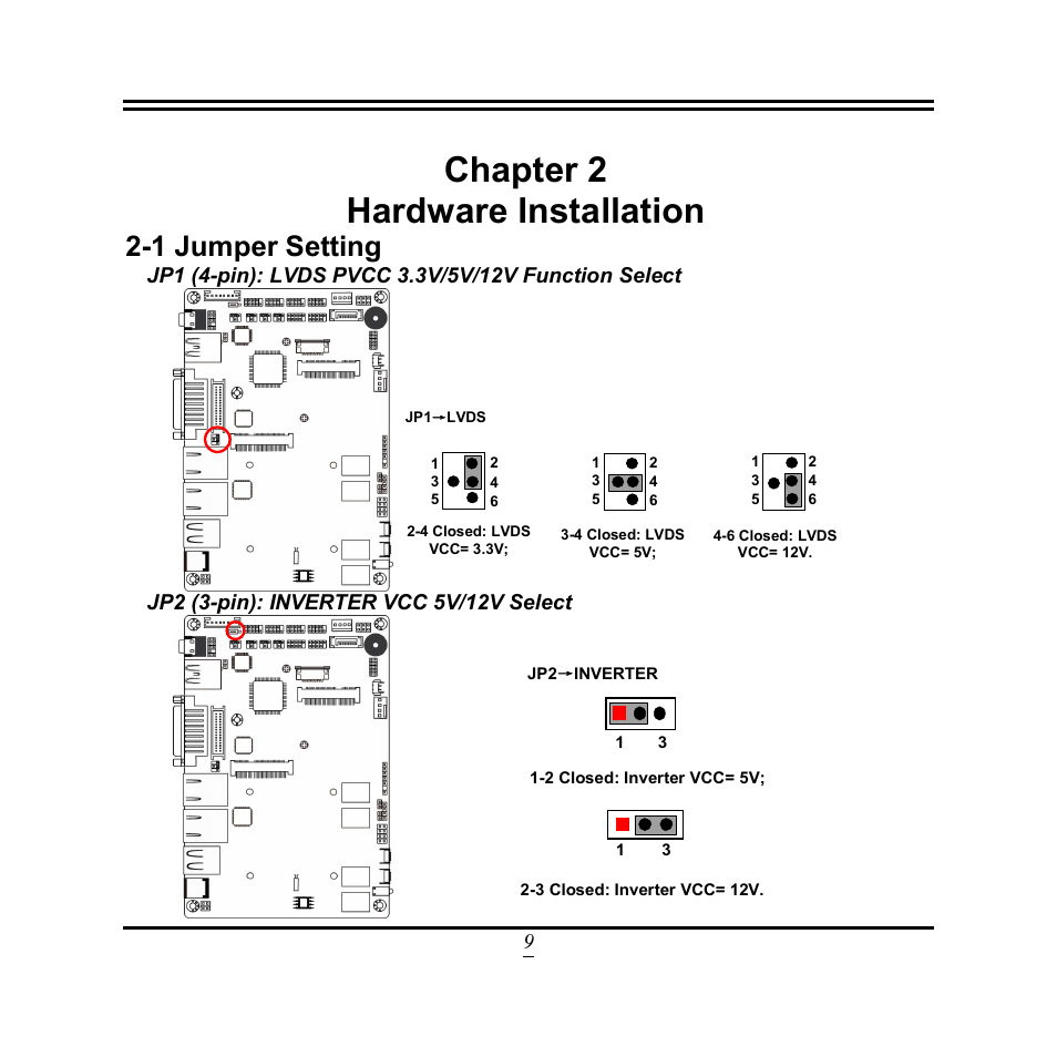 Chapter 2, Hardware installation, 1 jumper setting | Chapter 2 hardware installation | Jetway Computer NF3D User Manual | Page 14 / 50