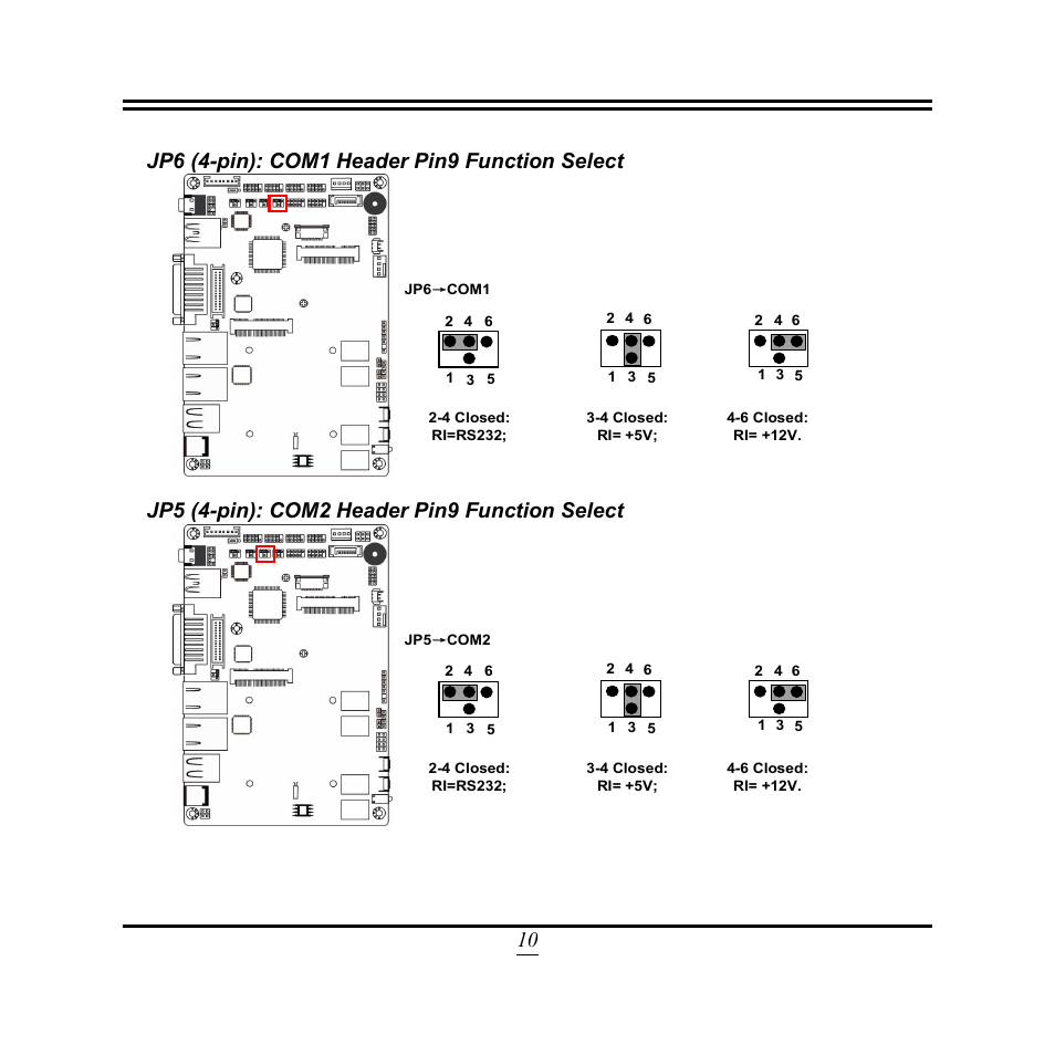 Jp5 (4-pin): com2 header pin9 function select | Jetway Computer NF3D User Manual | Page 15 / 50