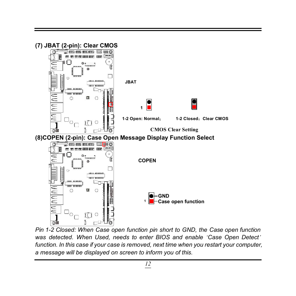 12 (7) jbat (2-pin): clear cmos | Jetway Computer NF3A User Manual | Page 17 / 48