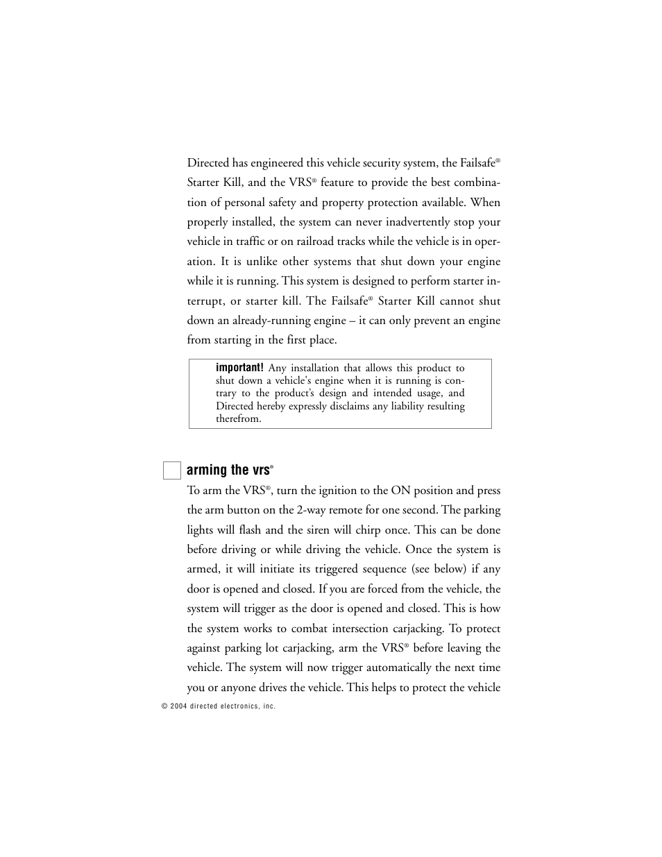Arming the vrs | CLIFFORD 2.2X User Manual | Page 34 / 43