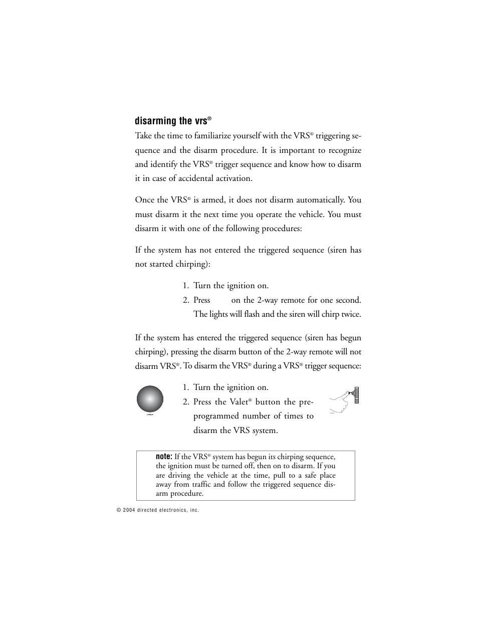 Disarming the vrs | CLIFFORD 2.2X User Manual | Page 36 / 43