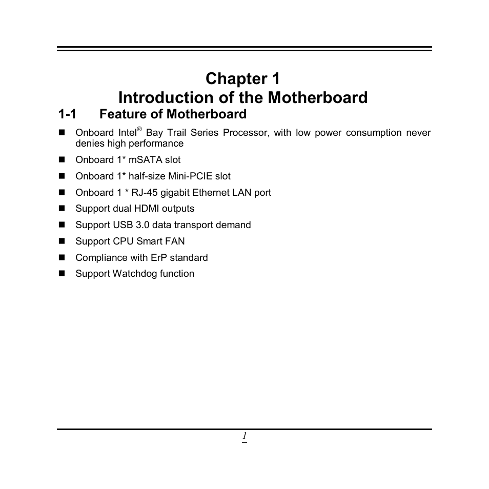 Chapter 1 introduction of the motherboard, 1 feature of motherboard | Jetway Computer NU91 User Manual | Page 6 / 35