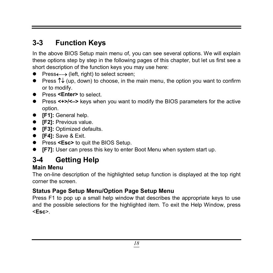 3 function keys, 4 getting help | Jetway Computer NP93 User Manual | Page 23 / 39