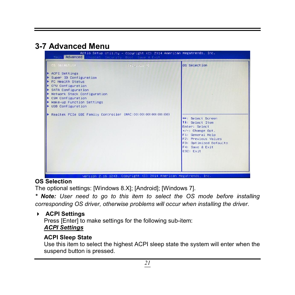 7 advanced menu | Jetway Computer NP93 User Manual | Page 26 / 39