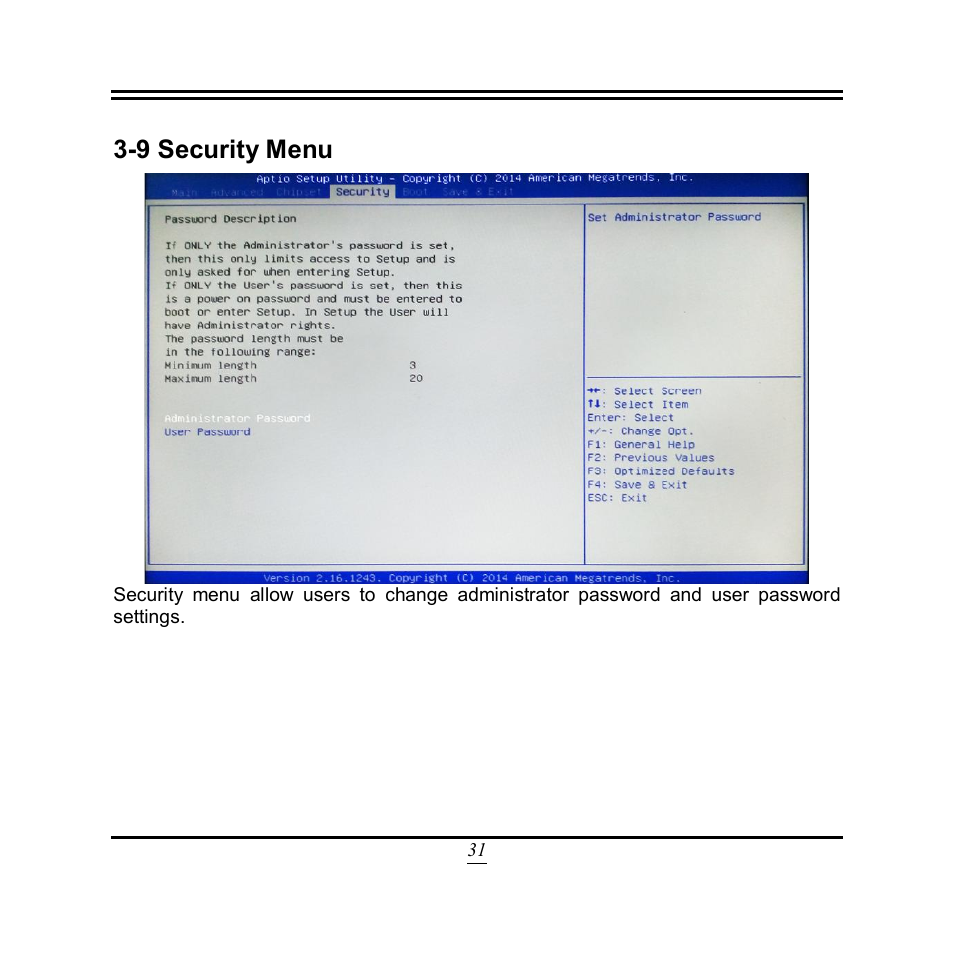 9 security menu | Jetway Computer NP93 User Manual | Page 36 / 39