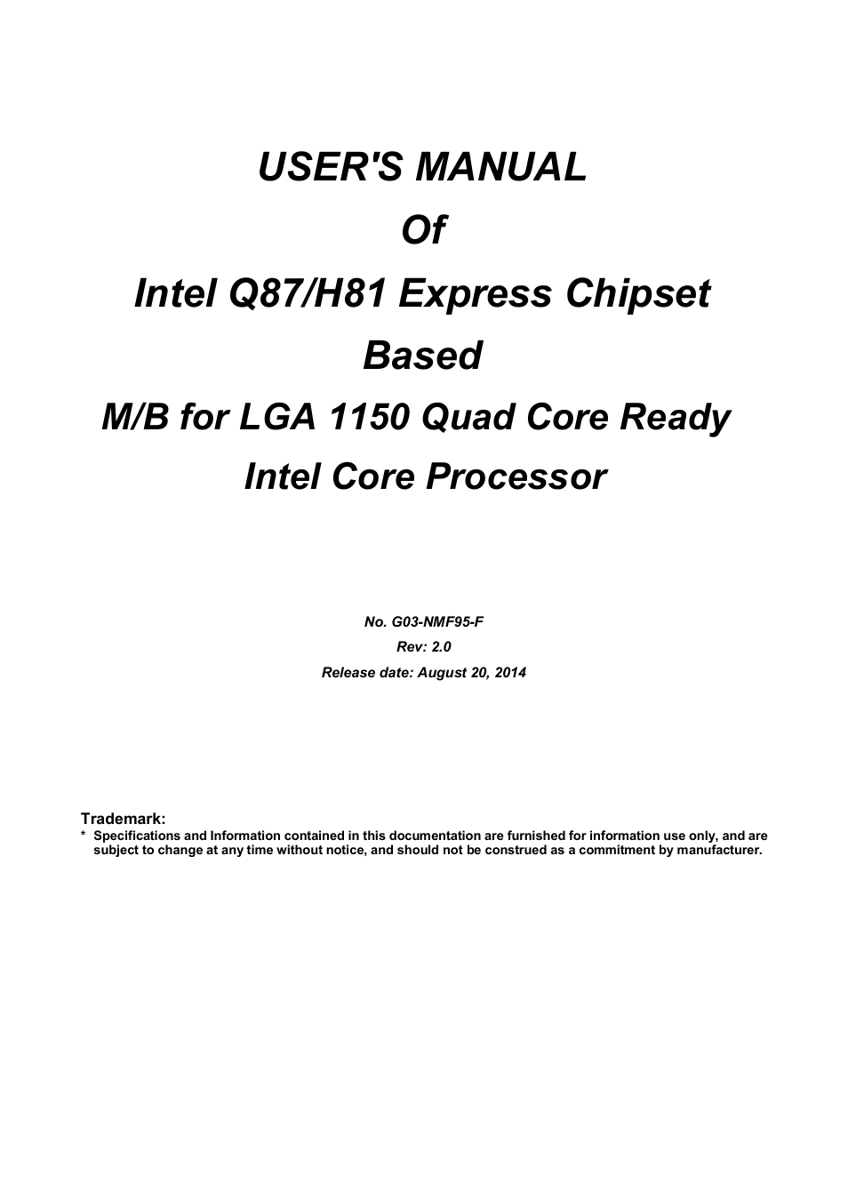 Jetway Computer NMF95-Q87 User Manual | 37 pages