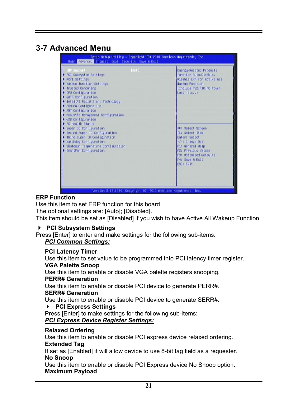 7 advanced menu | Jetway Computer NMF95-Q87 User Manual | Page 25 / 37