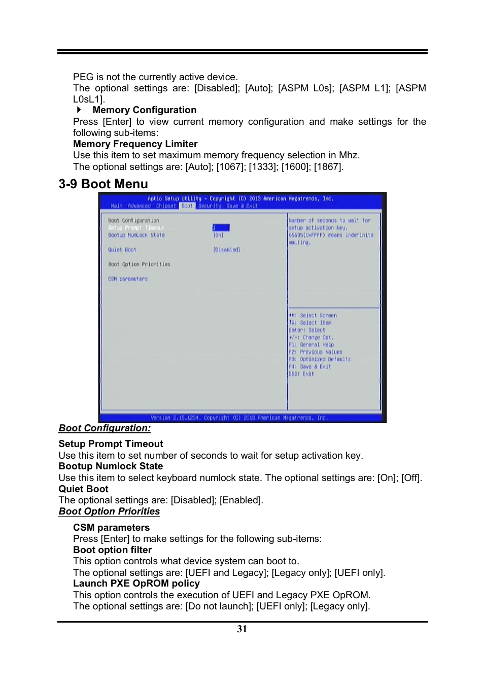 9 boot menu | Jetway Computer NMF95-Q87 User Manual | Page 35 / 37