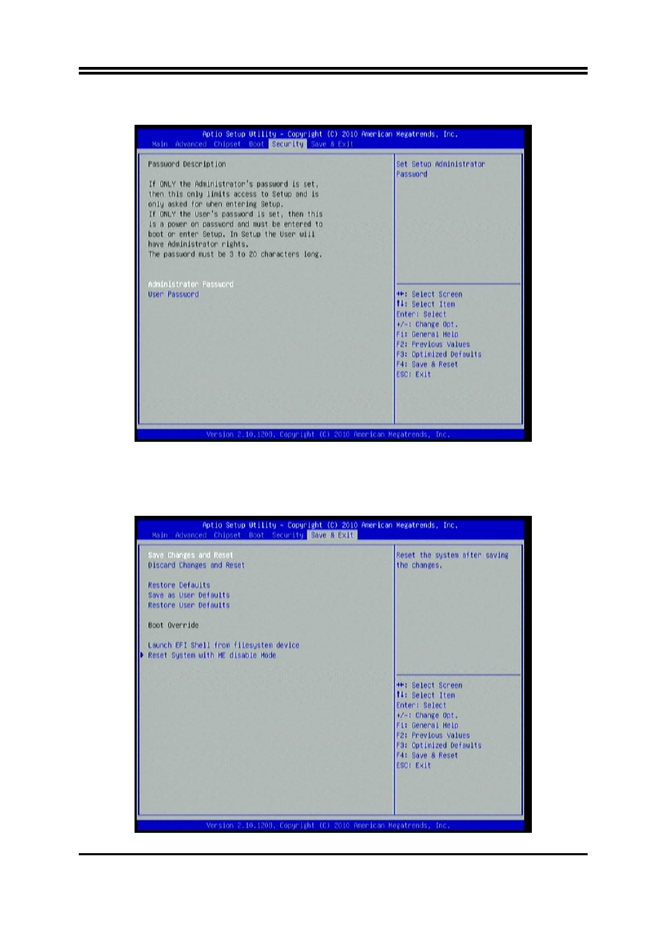 10 security menu, 11 save & exit menu | Jetway Computer NMF92-H61 User Manual | Page 34 / 35