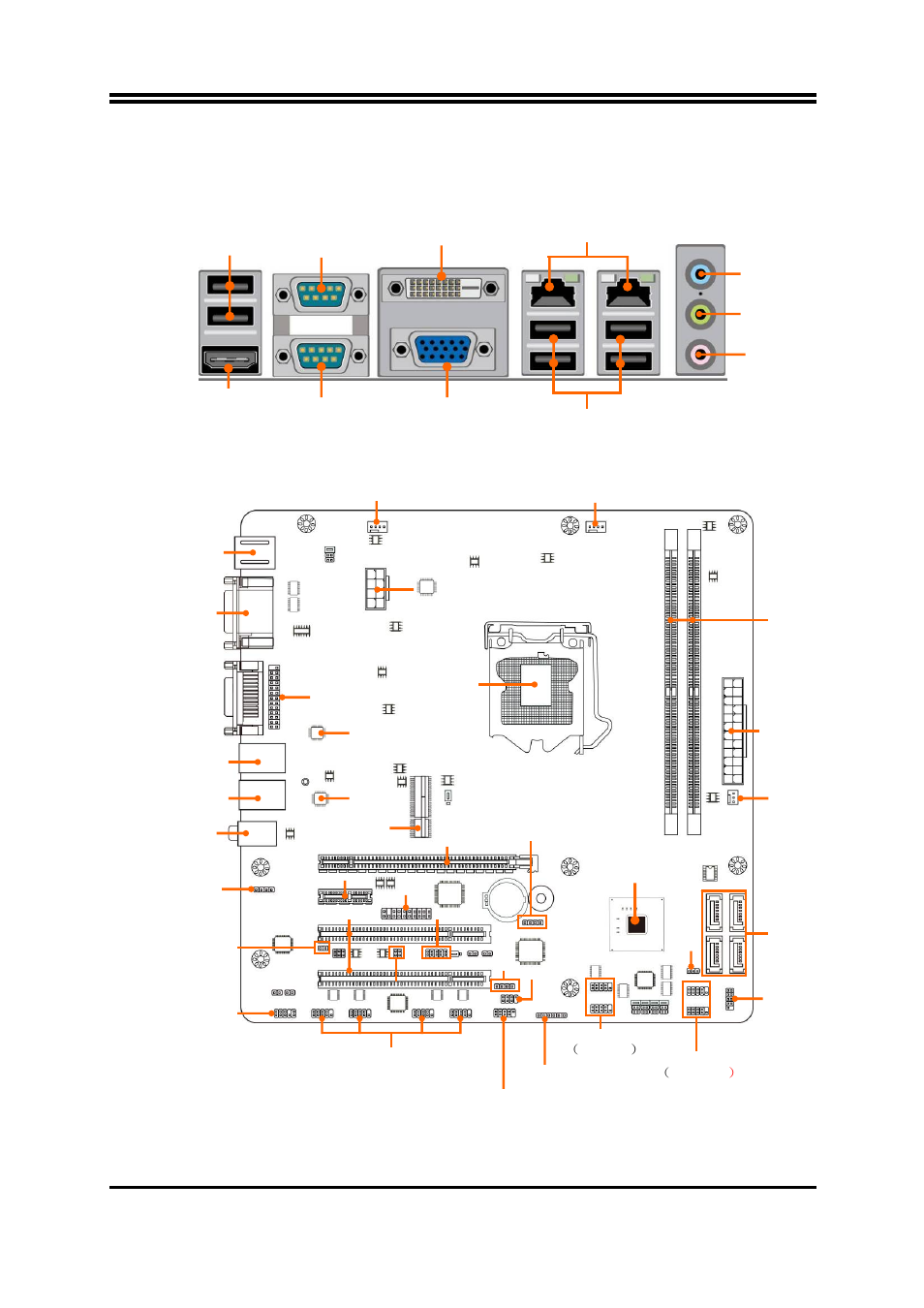 2 layout diagram rear io diagram, Motherboard internal diagram | Jetway Computer NMF92-H61 User Manual | Page 6 / 35