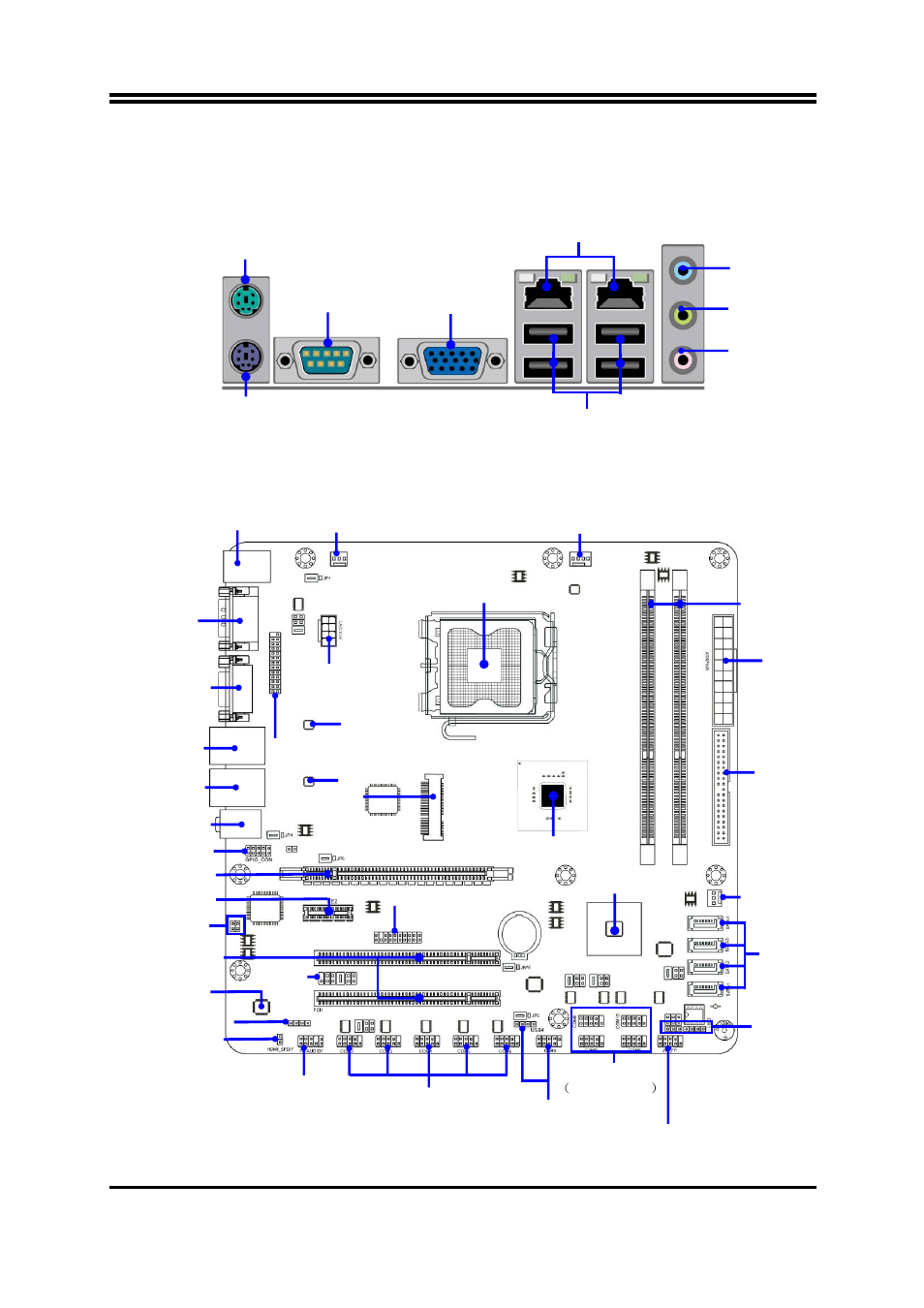 2 layout diagram rear io diagram, Motherboard internal diagram | Jetway Computer NMF91-G41 User Manual | Page 6 / 33