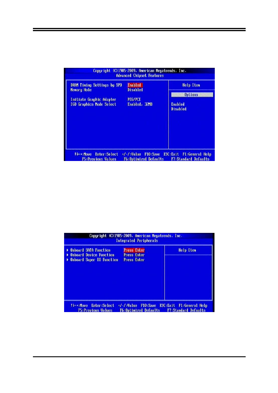 6 advanced chipset features, 7 integrated peripherals | Jetway Computer NAF91R-G41 User Manual | Page 28 / 36