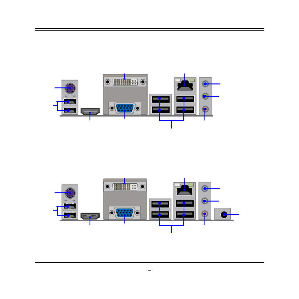 3 layout diagram, Nc63 series rear i/o, Nc63p series rear i/o | Jetway Computer NC63 User Manual | Page 9 / 41