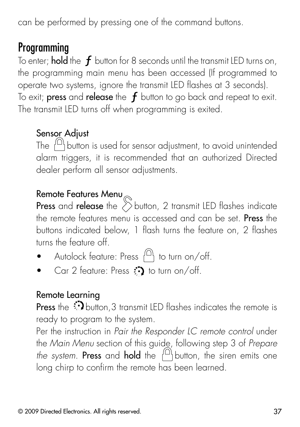 Programming | CLIFFORD 330.3X User Manual | Page 40 / 53