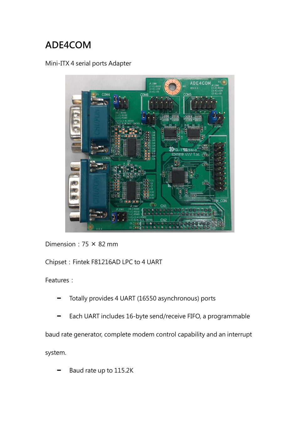 Jetway Computer ADE4COMCB User Manual | 11 pages