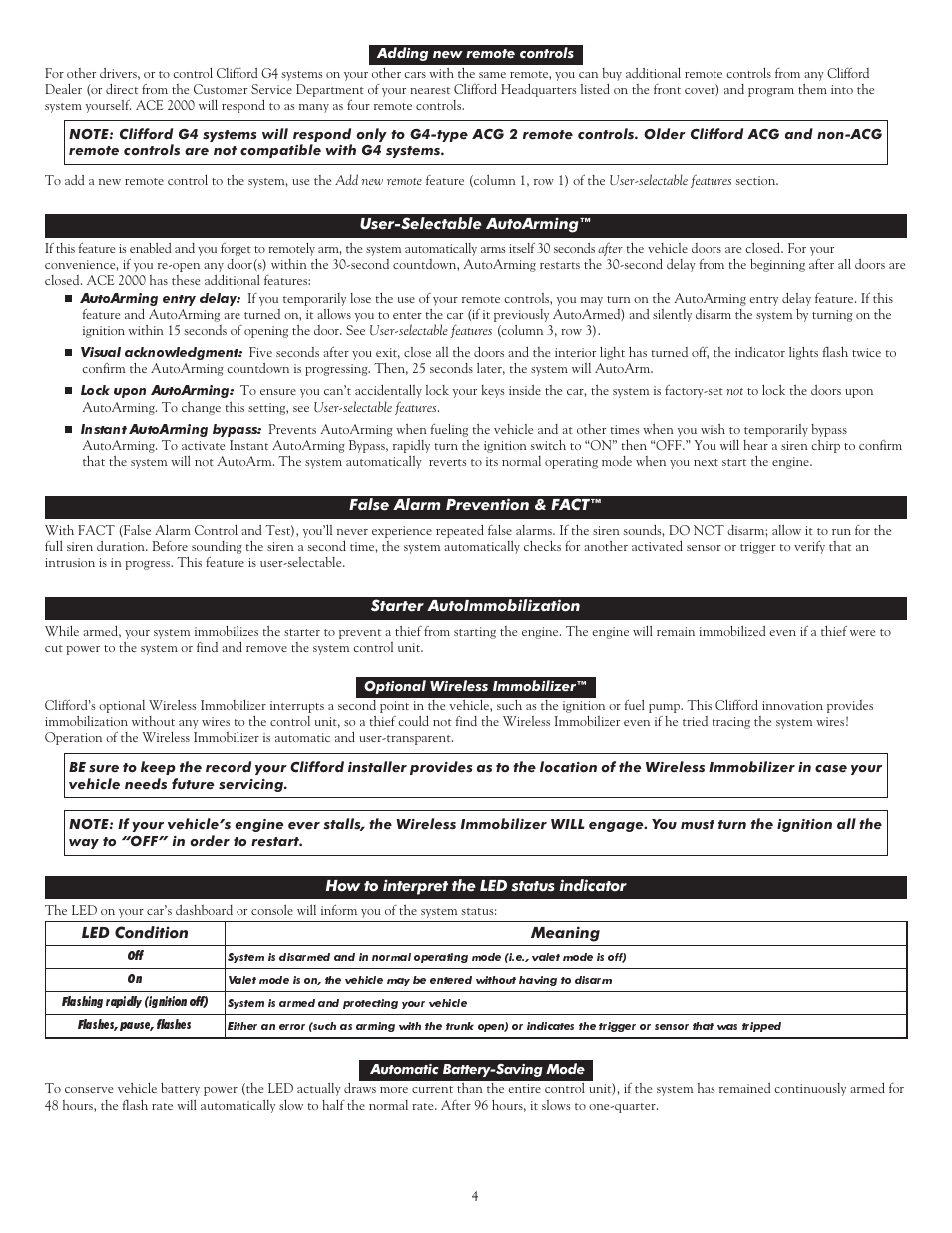 CLIFFORD ACE 2000 User Manual | Page 4 / 9