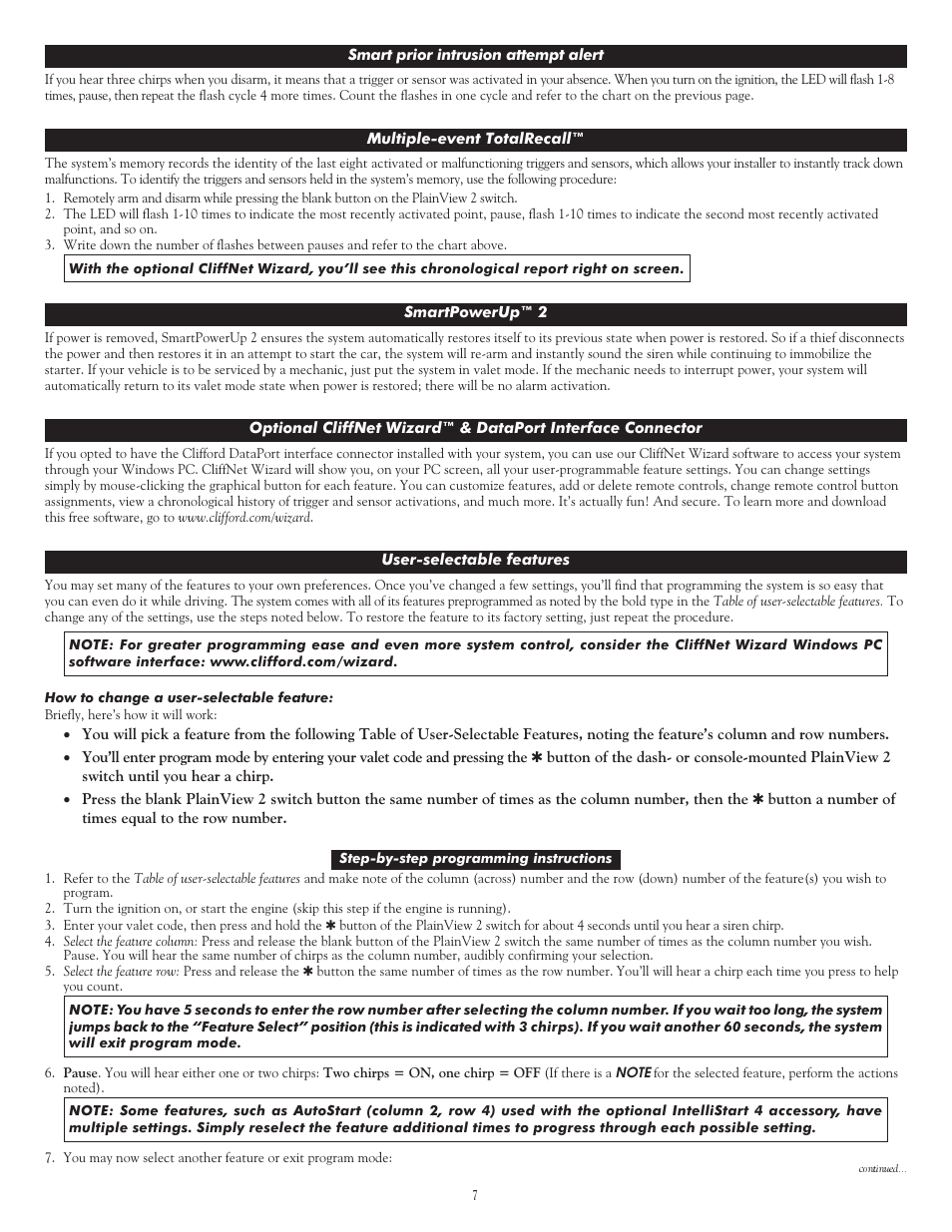 CLIFFORD ACE 2000 User Manual | Page 7 / 9