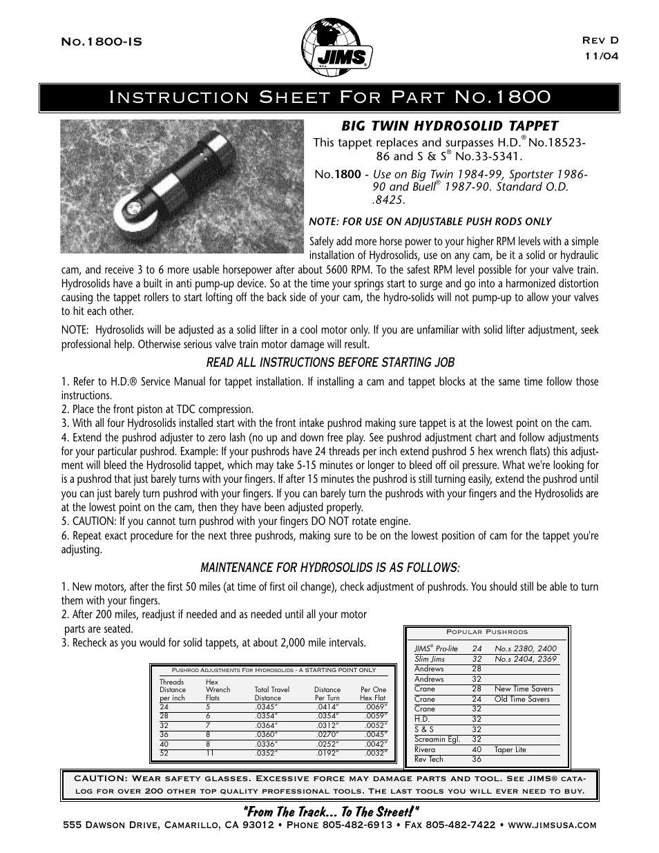 JIMS 1800 User Manual | 1 page