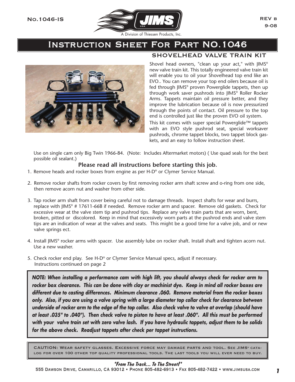 1046-is.pdf | JIMS 1732 Rocker Arms User Manual | Page 3 / 4