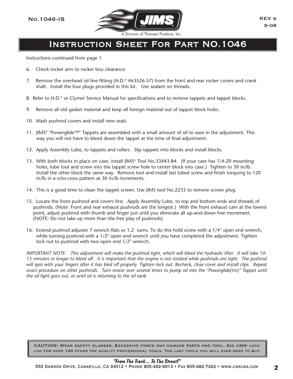 JIMS 1732 Rocker Arms User Manual | Page 4 / 4