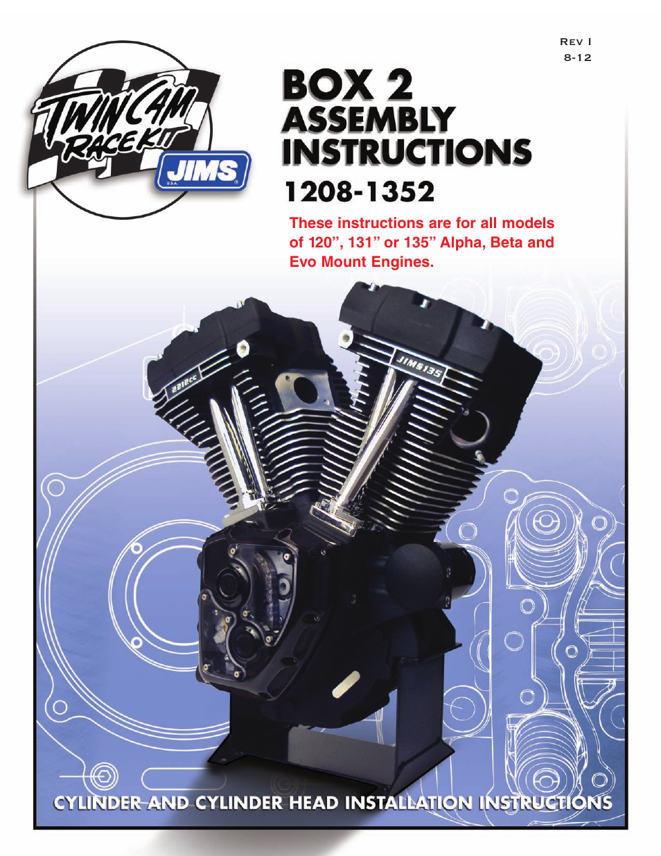 JIMS Box 2 1208-1352 (all models of 120, 131, or 135 Alpha, Beta and Evo Mount Engines) User Manual | 20 pages