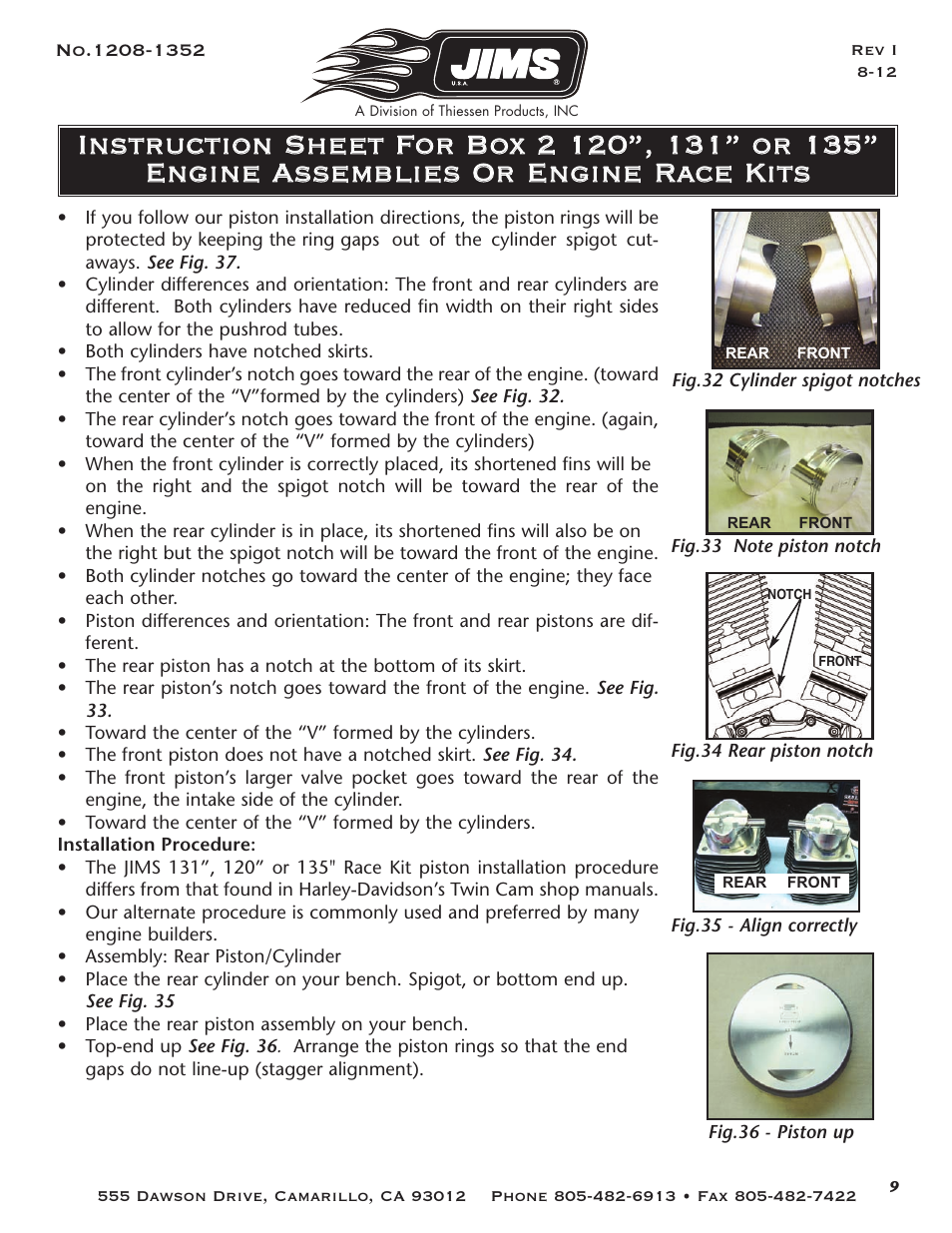 JIMS Box 2 1208-1352 (all models of 120, 131, or 135 Alpha, Beta and Evo Mount Engines) User Manual | Page 10 / 20