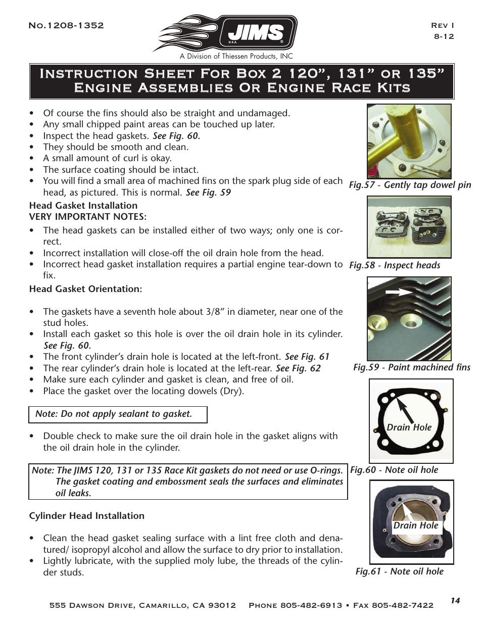 JIMS Box 2 1208-1352 (all models of 120, 131, or 135 Alpha, Beta and Evo Mount Engines) User Manual | Page 15 / 20