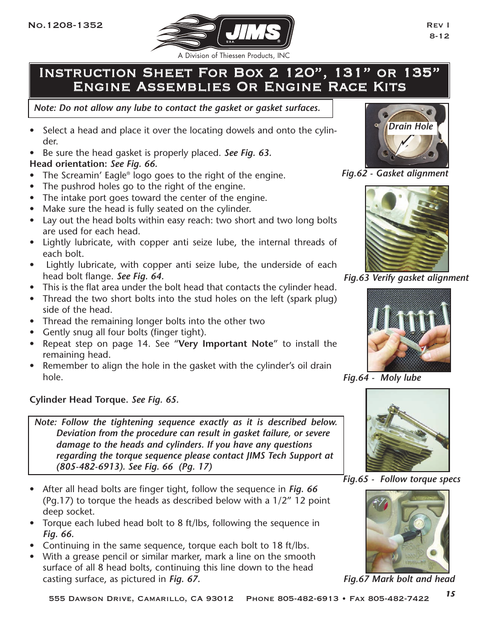 JIMS Box 2 1208-1352 (all models of 120, 131, or 135 Alpha, Beta and Evo Mount Engines) User Manual | Page 16 / 20