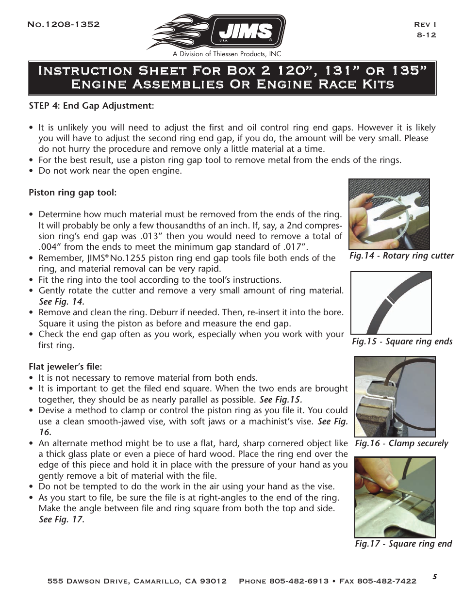 JIMS Box 2 1208-1352 (all models of 120, 131, or 135 Alpha, Beta and Evo Mount Engines) User Manual | Page 6 / 20