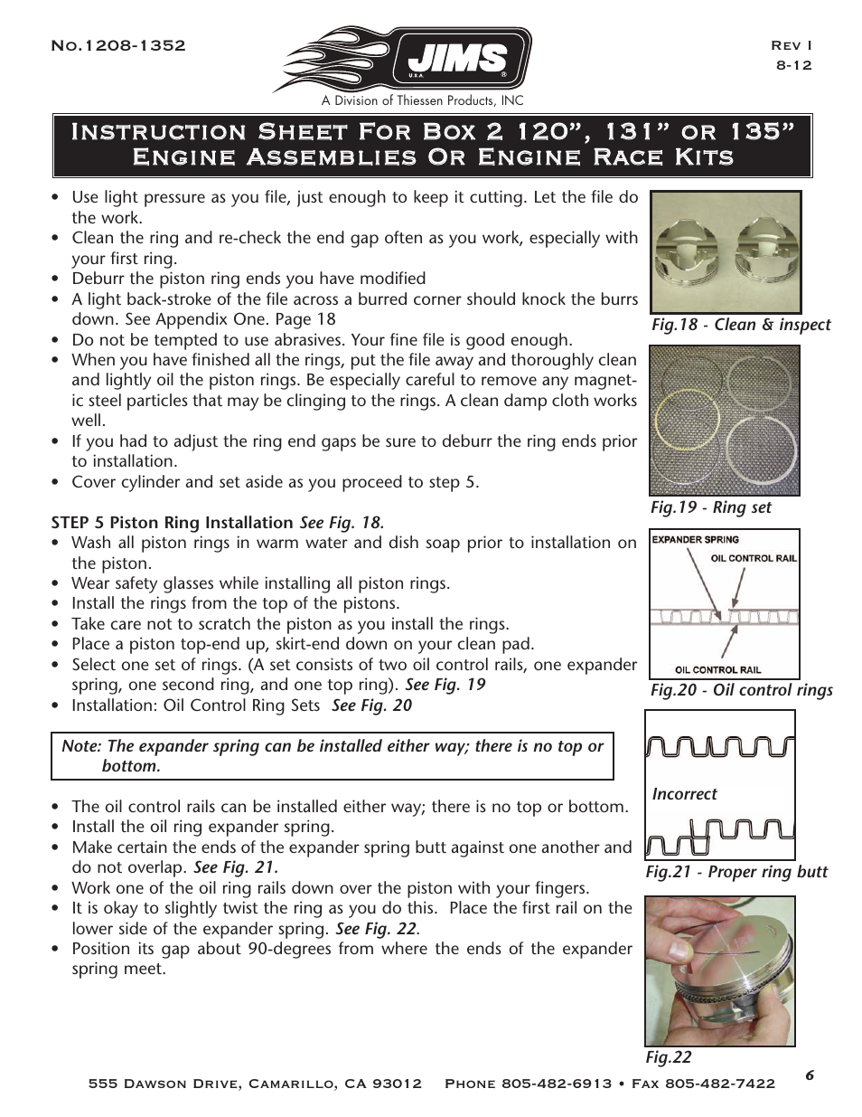 JIMS Box 2 1208-1352 (all models of 120, 131, or 135 Alpha, Beta and Evo Mount Engines) User Manual | Page 7 / 20