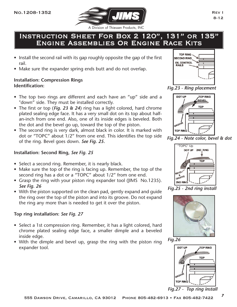 JIMS Box 2 1208-1352 (all models of 120, 131, or 135 Alpha, Beta and Evo Mount Engines) User Manual | Page 8 / 20