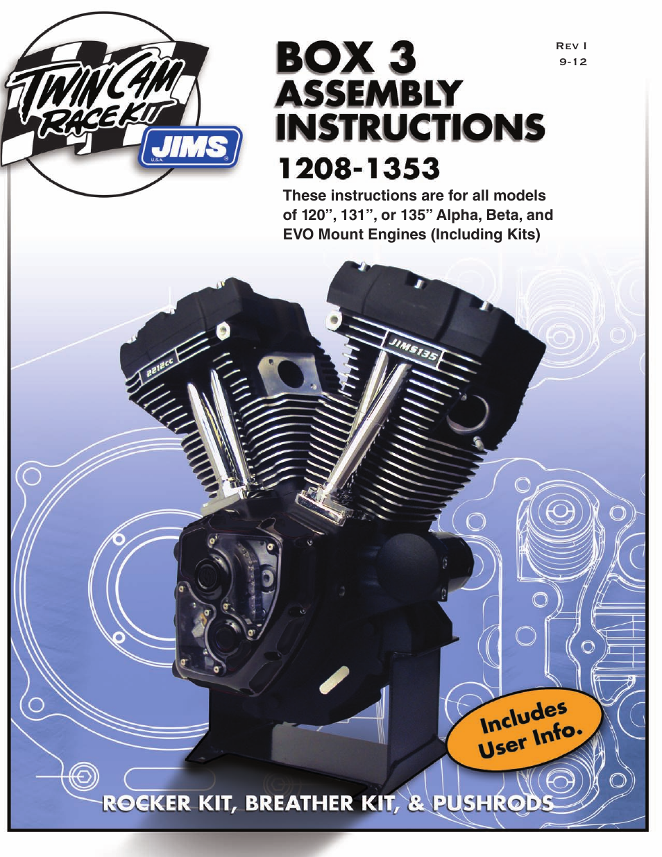 JIMS Box 3 1208-1353 (all models of 120, 131, or 135 Alpha, Beta and EVO Mount Engines (Including Kits) User Manual | 20 pages