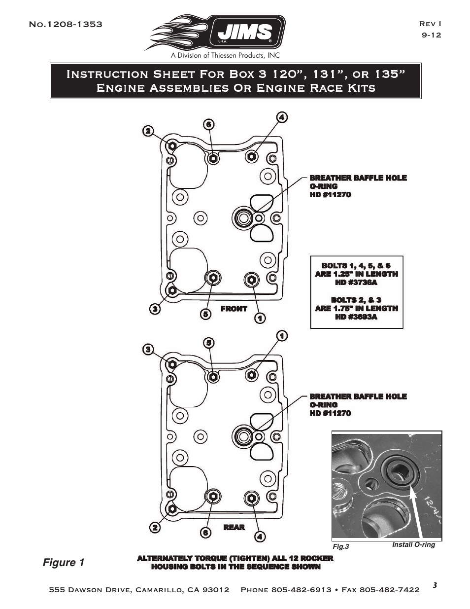 JIMS Box 3 1208-1353 (all models of 120, 131, or 135 Alpha, Beta and EVO Mount Engines (Including Kits) User Manual | Page 4 / 20