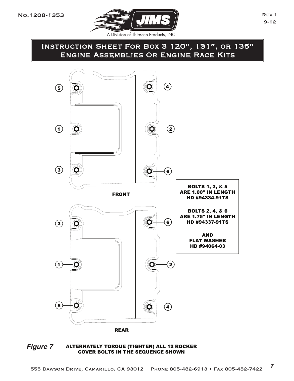 JIMS Box 3 1208-1353 (all models of 120, 131, or 135 Alpha, Beta and EVO Mount Engines (Including Kits) User Manual | Page 8 / 20