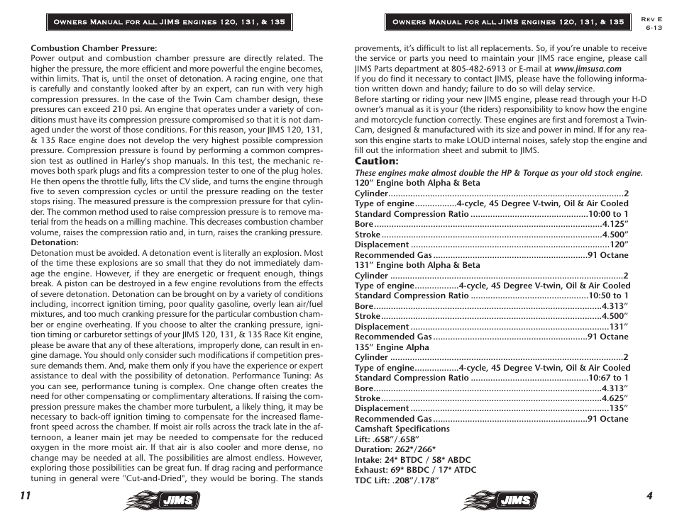 JIMS Twin Cam 120, 131, 135 User Manual | Page 5 / 8