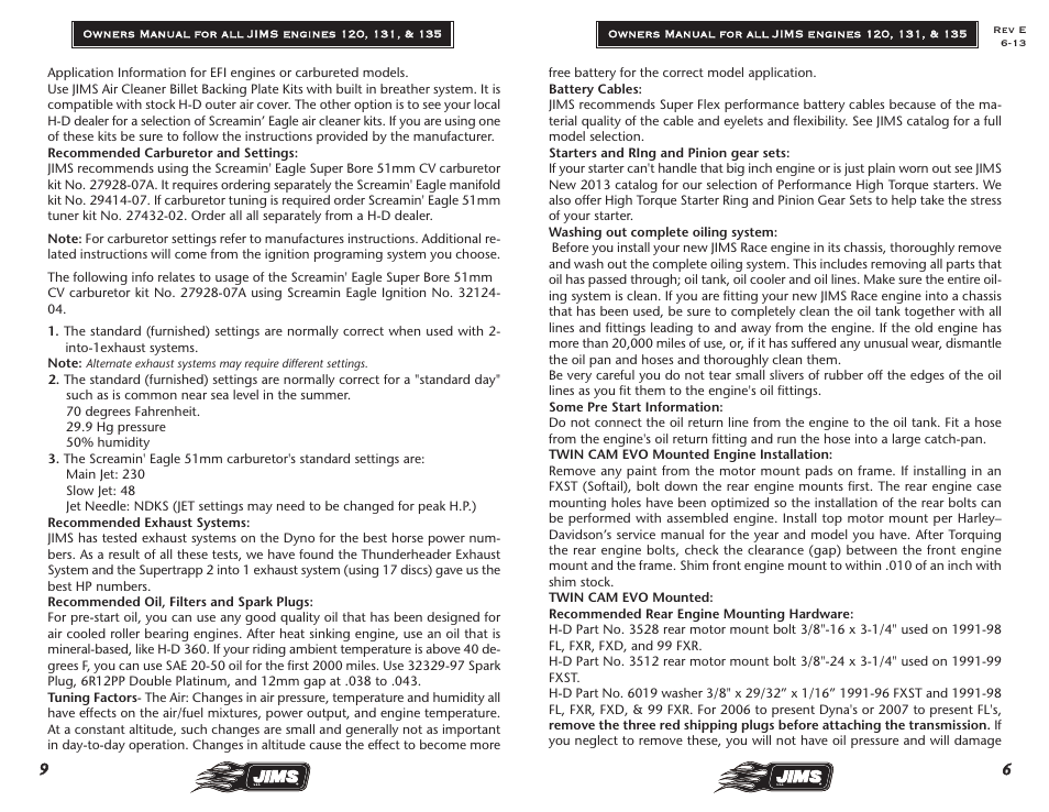JIMS Twin Cam 120, 131, 135 User Manual | Page 7 / 8