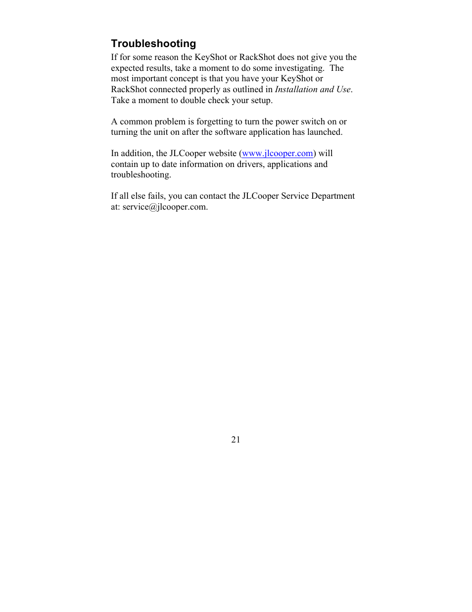 JLCooper KeyShot User Manual | Page 21 / 23