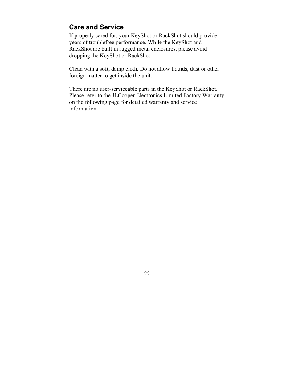 JLCooper KeyShot User Manual | Page 22 / 23