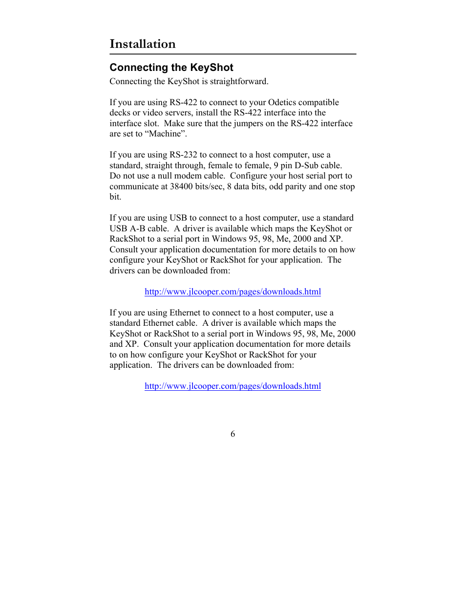 Installation | JLCooper KeyShot User Manual | Page 6 / 23