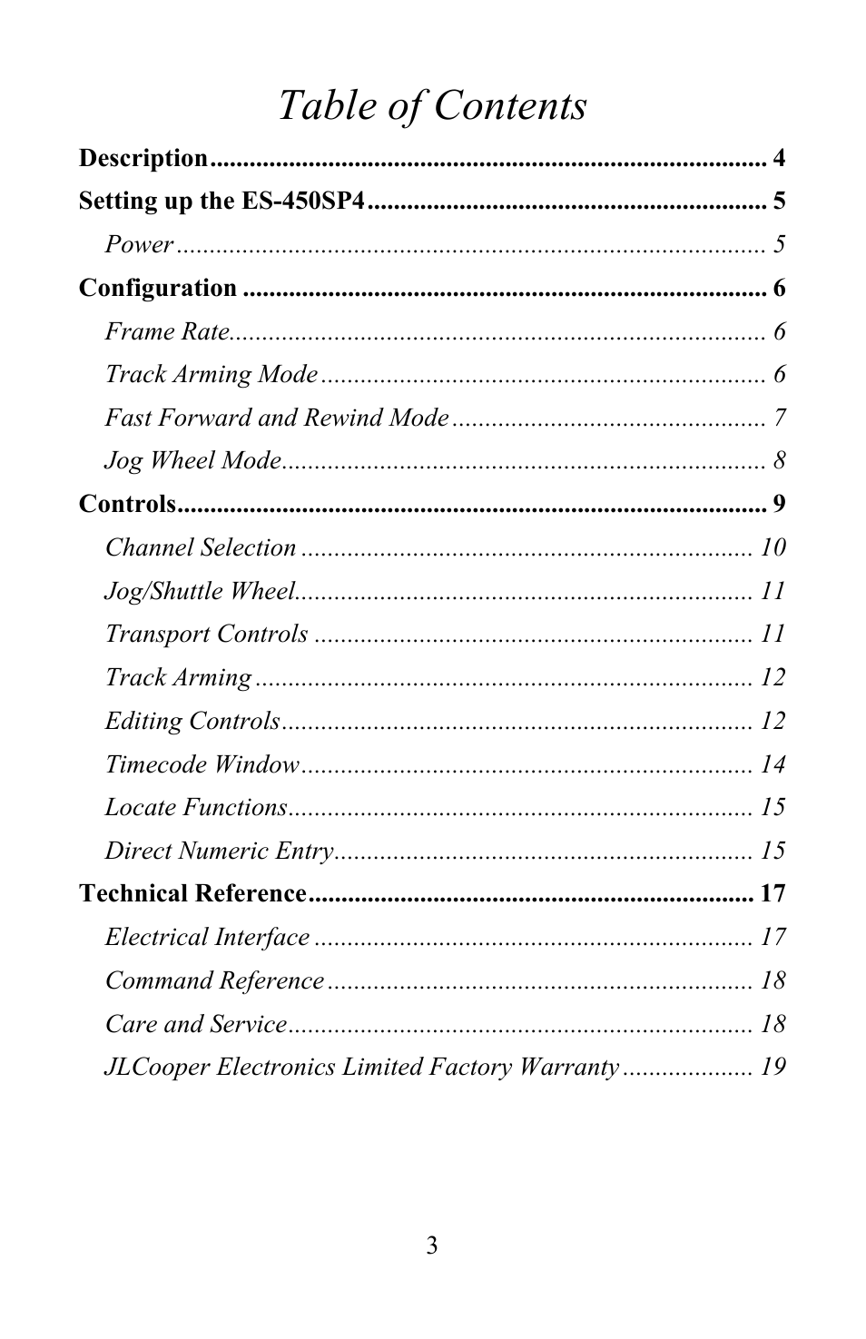 JLCooper ES-450SP4 User Manual | Page 3 / 19