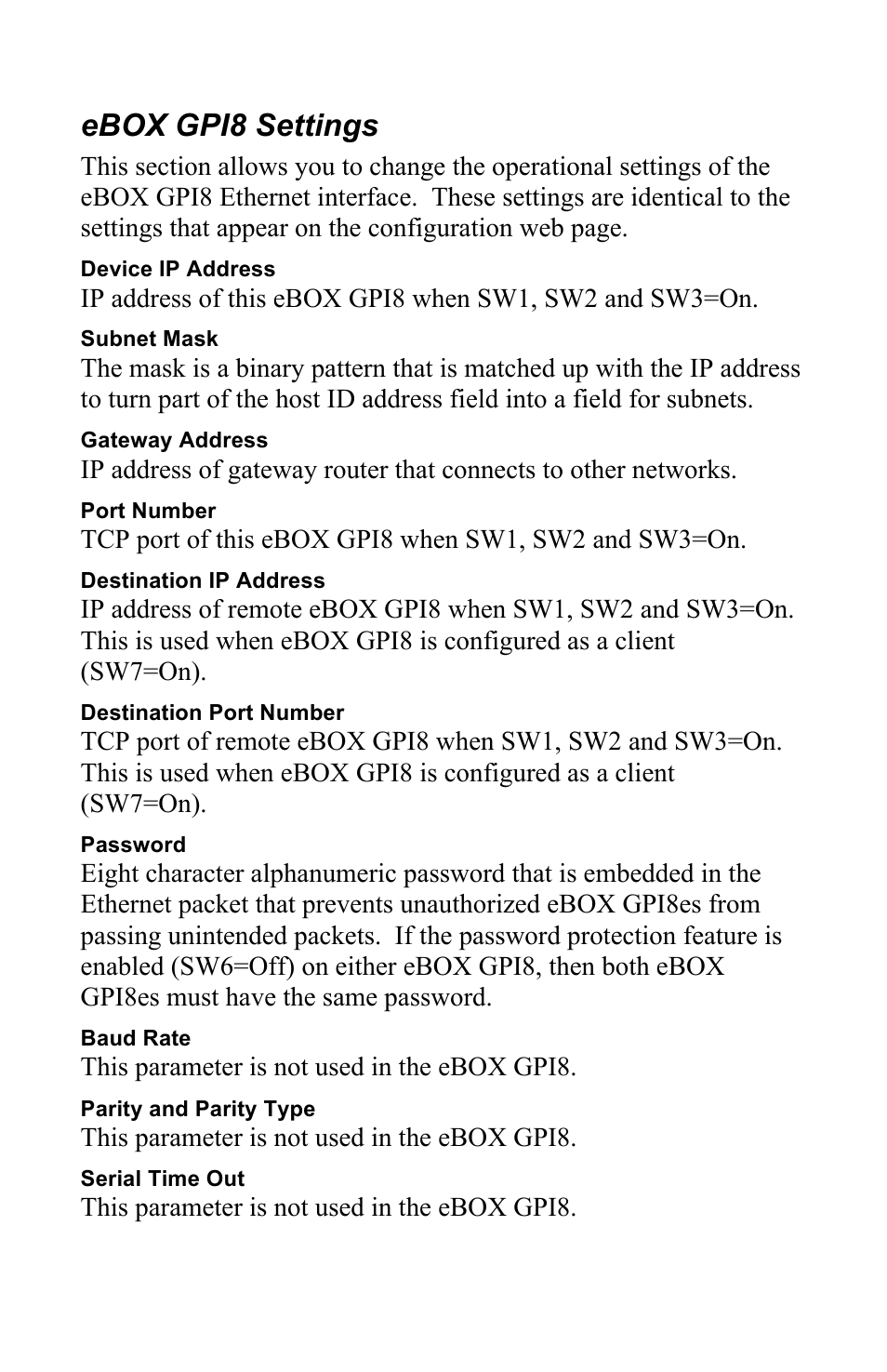 Ebox gpi8 settings | JLCooper eBOX GPI8 User Manual | Page 14 / 55