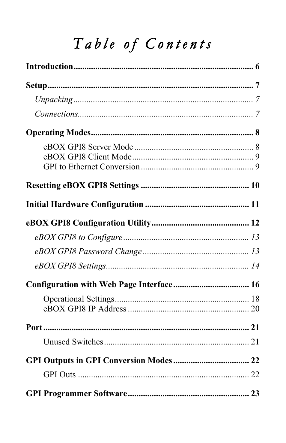 JLCooper eBOX GPI8 User Manual | Page 3 / 55