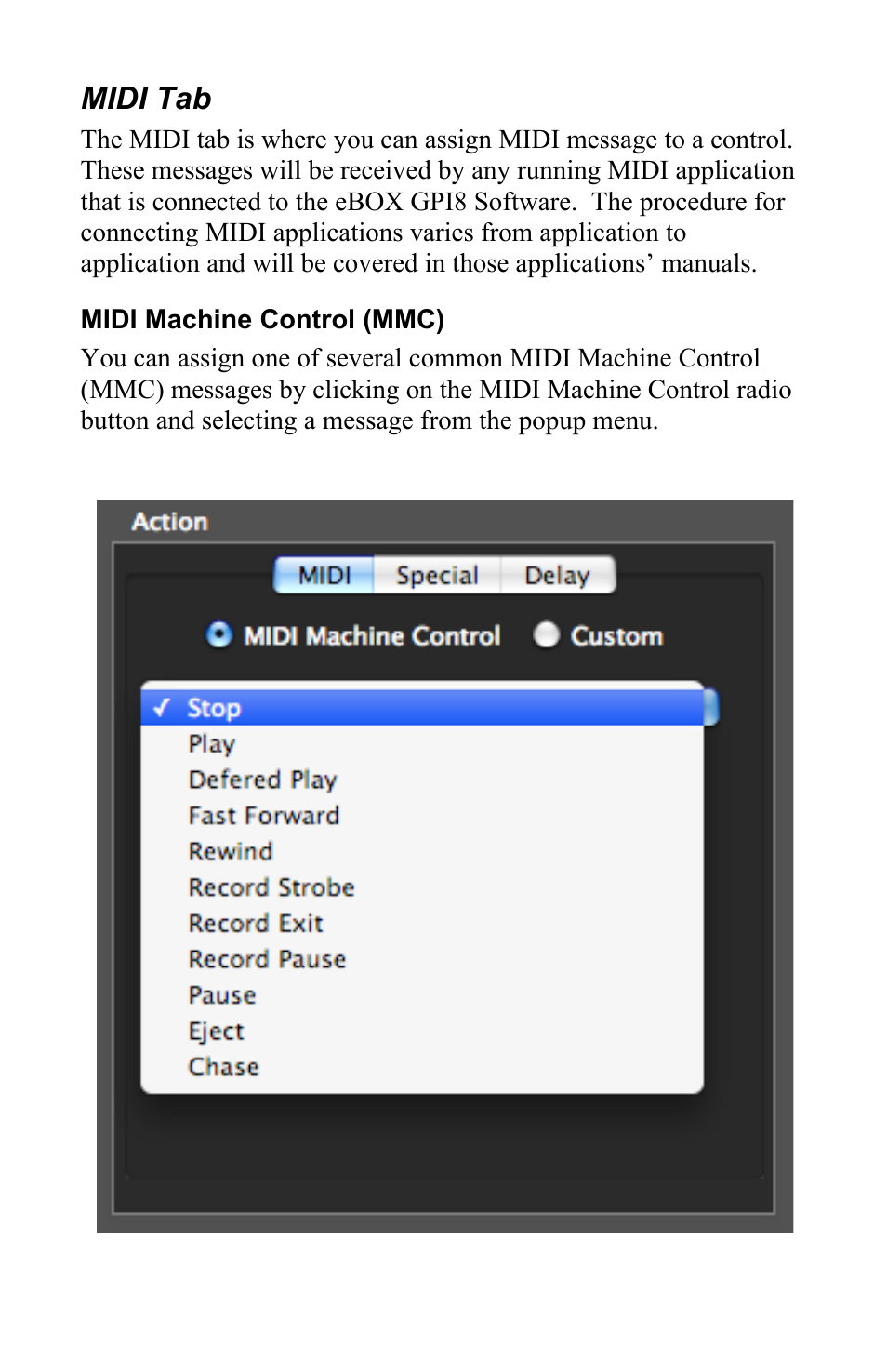 Midi tab | JLCooper eBOX GPI8 User Manual | Page 34 / 55