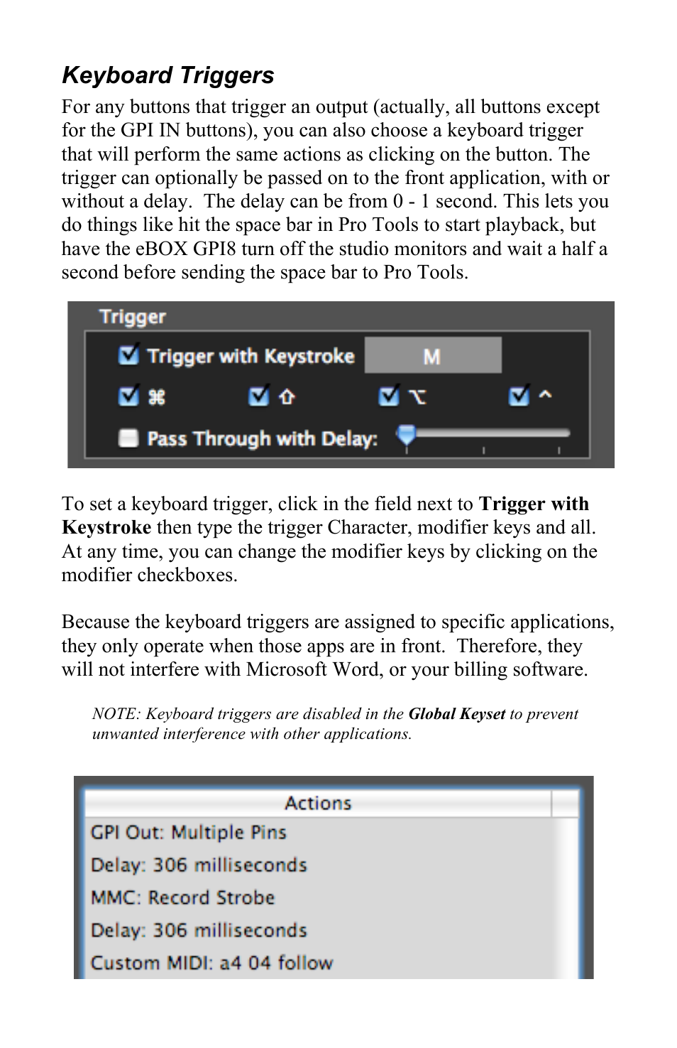 Keyboard triggers | JLCooper eBOX GPI8 User Manual | Page 38 / 55