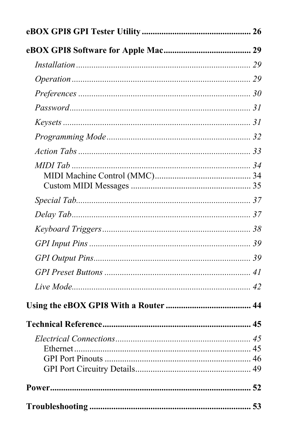 JLCooper eBOX GPI8 User Manual | Page 4 / 55