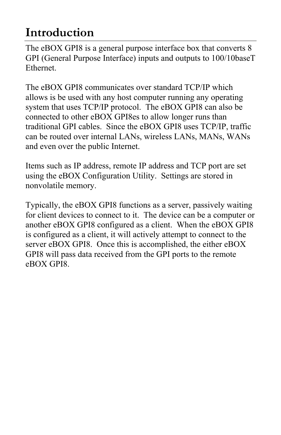 Introduction | JLCooper eBOX GPI8 User Manual | Page 6 / 55