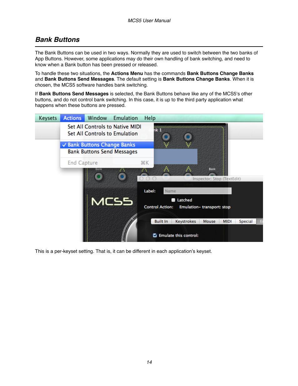 Bank buttons | JLCooper MCS5 User Manual | Page 14 / 55
