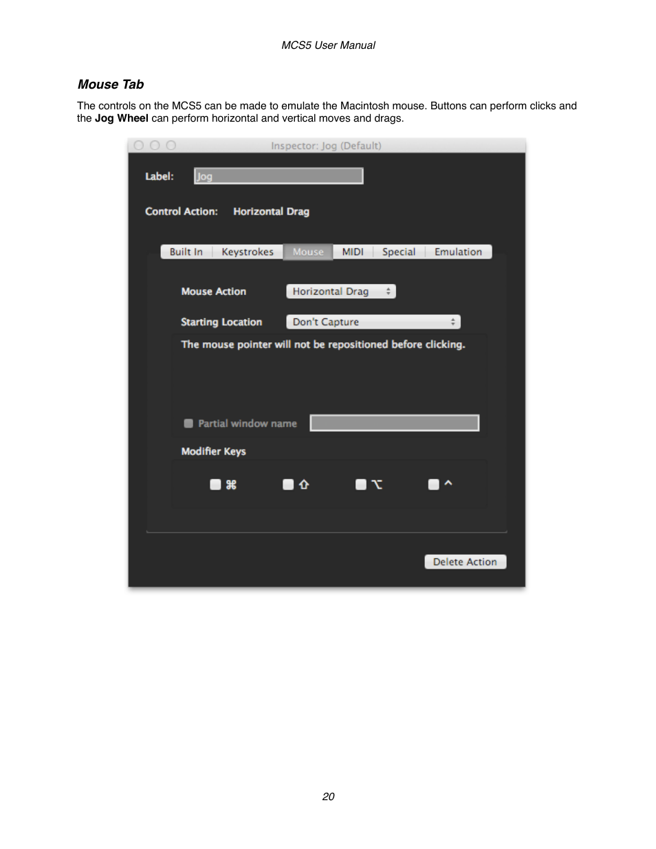 Mouse tab | JLCooper MCS5 User Manual | Page 20 / 55