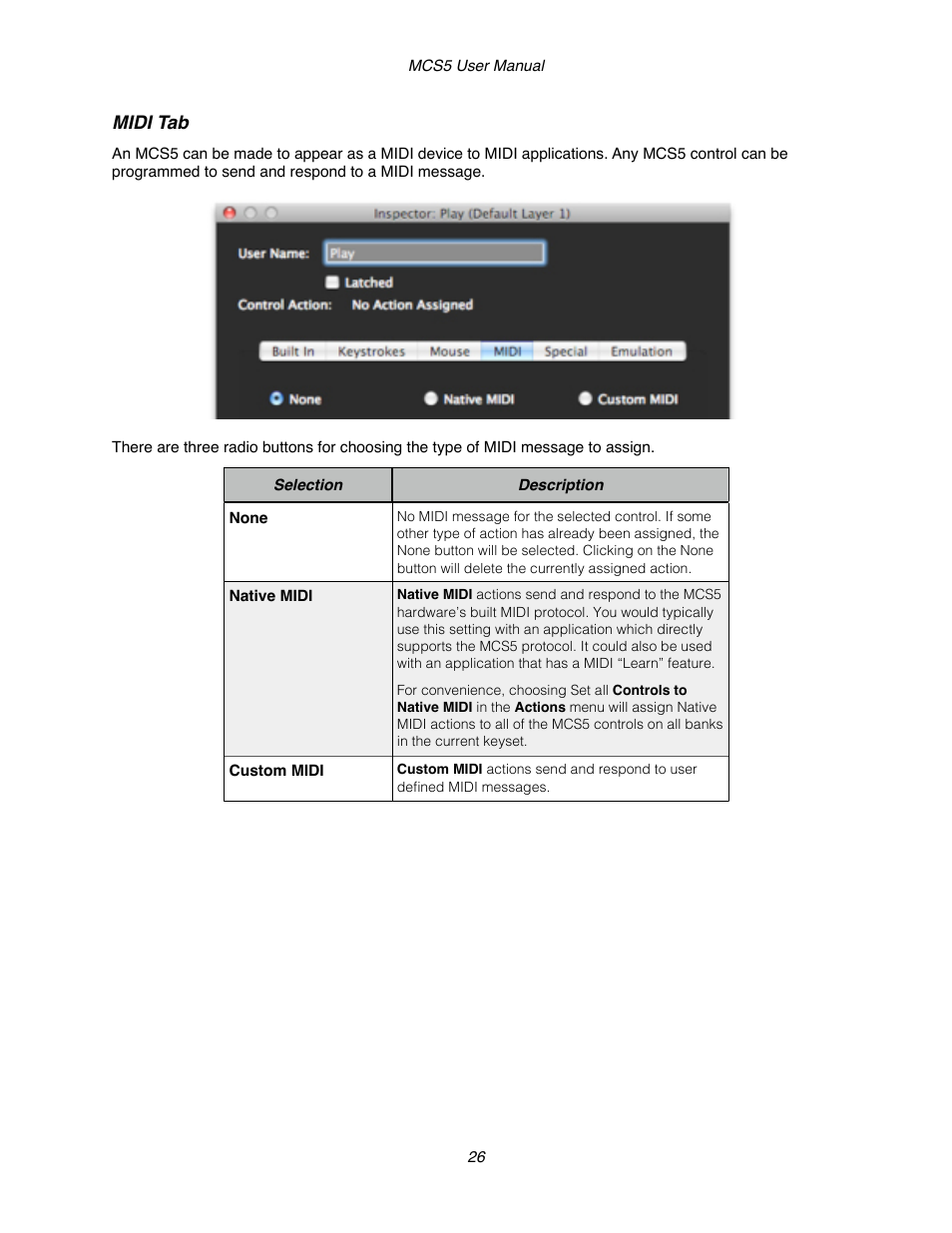 Midi tab | JLCooper MCS5 User Manual | Page 26 / 55