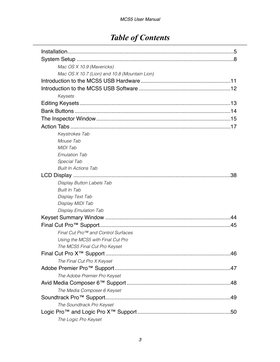 JLCooper MCS5 User Manual | Page 3 / 55